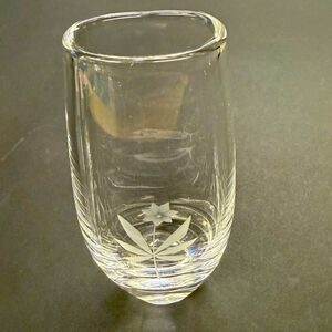 Antique Orrefors crystal bud vase w/ etched floral lily of the valley or similar